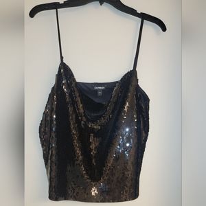 Express Sequin Cowl Neck Cami